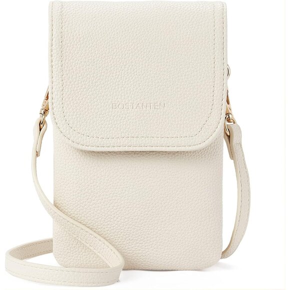 Handbags - Women Pebble Beige-White Imported Vegan Leather Adjustable Strap Crossbody Bags